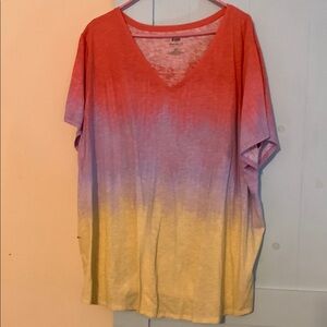 EVRI Red and Orange Oversized Short Sleeve T-Shirt